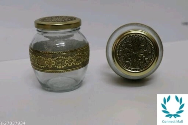 VNS Tray and  Jar Peacock Tray wooden 2. Glass Jar,Gold)  - 